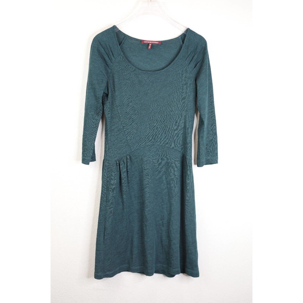 Comptoir Des Cotonniers Dress Women XS Green Wool Lagenlook Boho